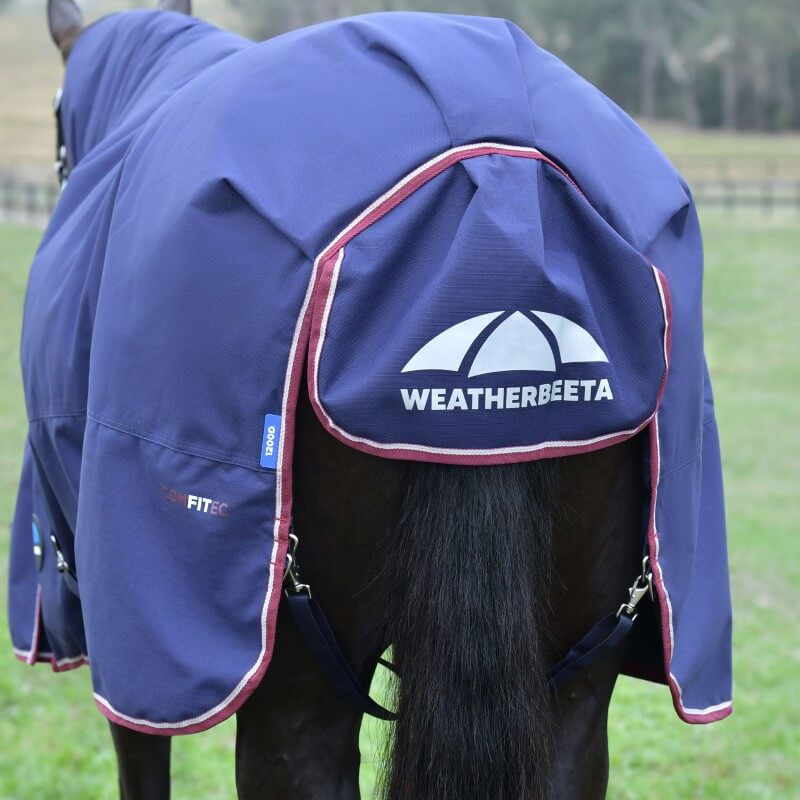 Weatherbeeta Comfitec Essential Turnout Rug Standard Neck Heavy Weight 360G Navy/Burgundy