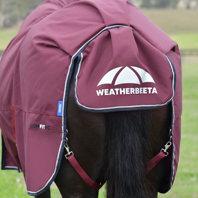 Weatherbeeta Comfitec Essential Turnout Rug Standard Neck Medium Light Weight 100G Burgundy/Navy