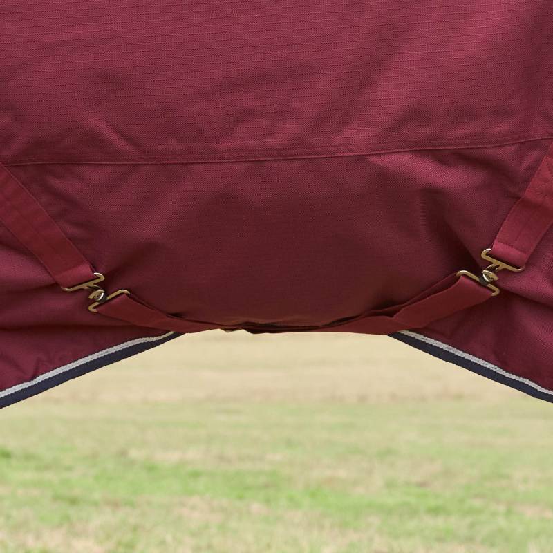 Weatherbeeta Comfitec Prelim Combo Neck Turnout Rug 220g Burgundy/Navy on grass.