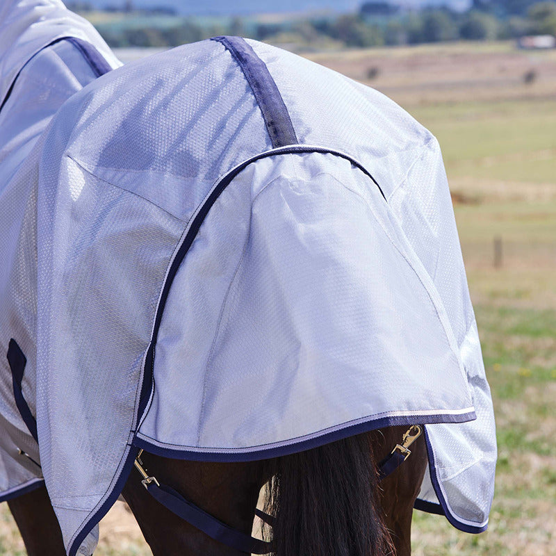 Weatherbeeta Comfitec Hexi Shield Combo Fly Rug: UV & insect protection in silver/navy/white.