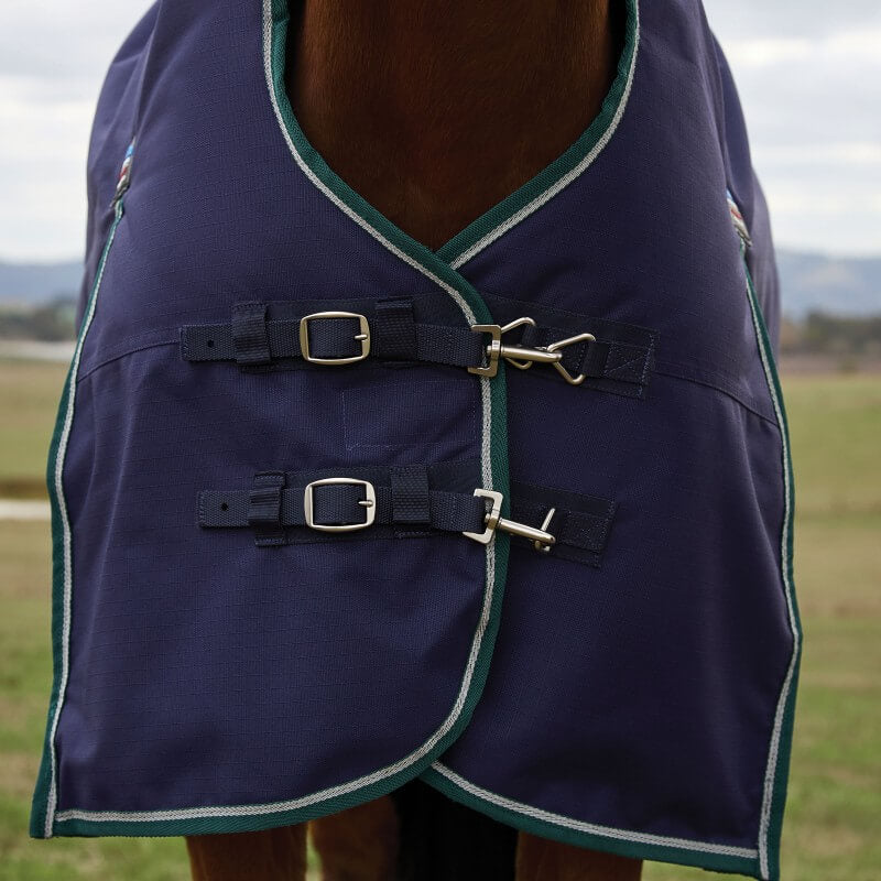 Weatherbeeta Comfitec Plus Dynamic Turnout Rug High Neck Light Weight 0G Navy/Forest Green