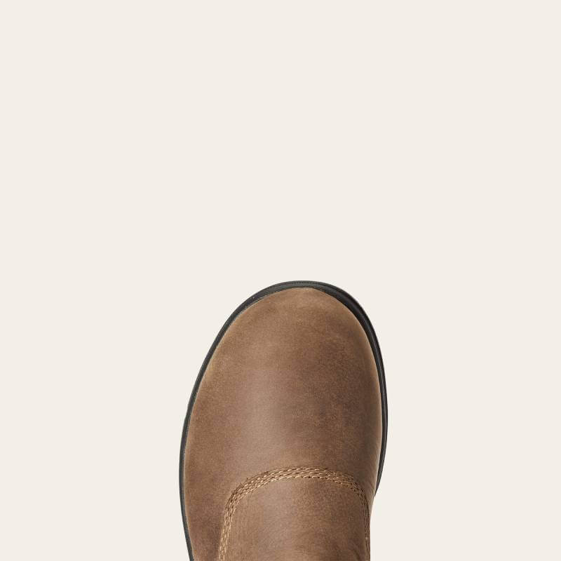 Top view of Ariat Womens Barnyard Twin Gore II Waterproof Boot in Antique Brown.