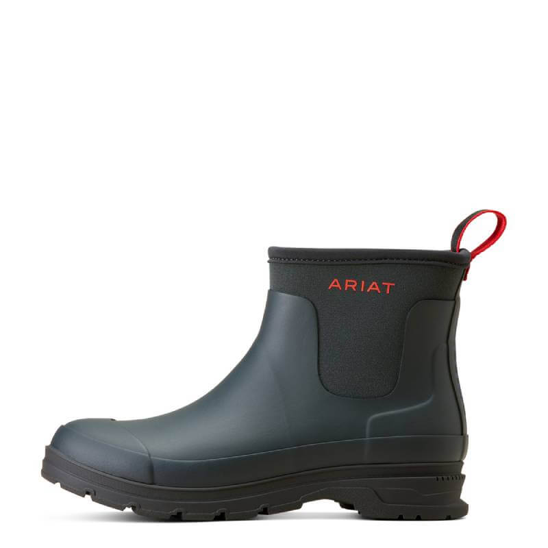 Ariat Kelmarsh Shortie Navy ankle waterproof garden boot with logo and heel pull tab.