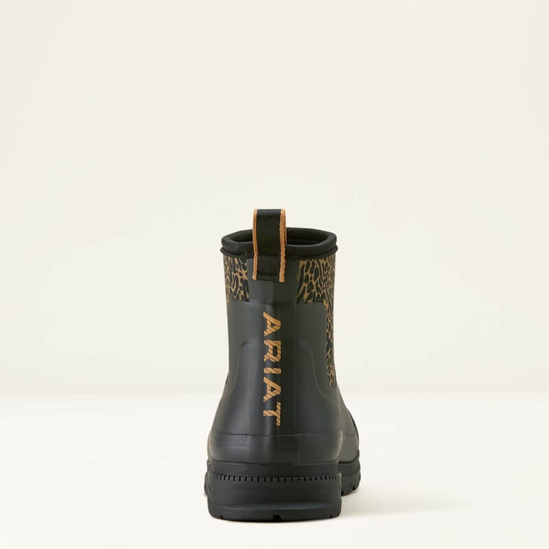 Ariat Kelmarsh Shortie boots, black/ocelot print, women's outdoor waterproof by Ariat.