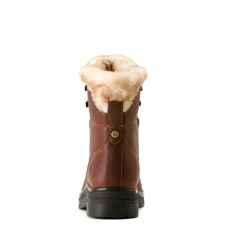 Ariat Harper Sherpa H2O Boots in dark brown, back view, against a white background.