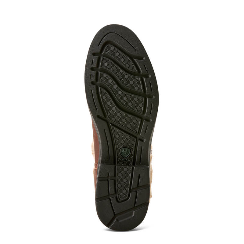 Black rubber sole with tread for Ariat Harper Sherpa H2O Boots in Dark Brown.