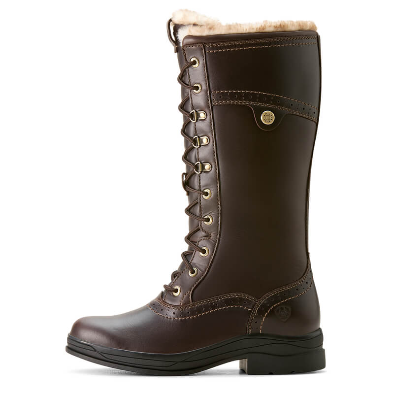 Ariat Wythburn II Sherpa H2O Boots in Dark Mocha with faux fur lining and lace-up front.