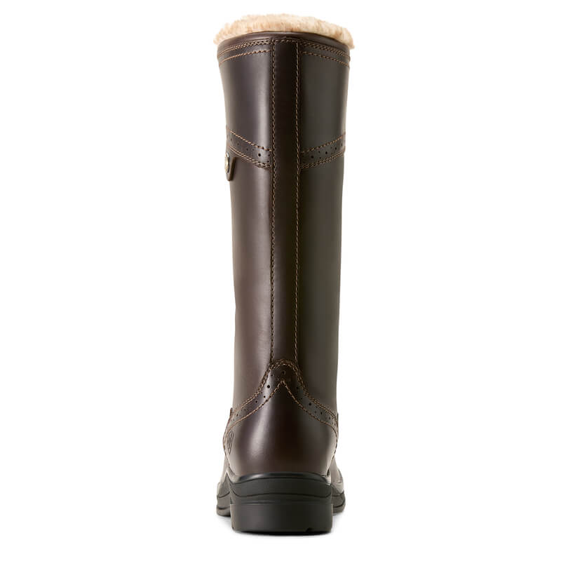Back view of Ariat Wythburn II Sherpa H2O Boots Dark Mocha with shearling lining and rubber sole.