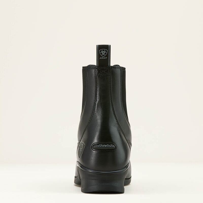 Ariat Womens Heritage Zip Paddock Boot Black, ankle height, back view.