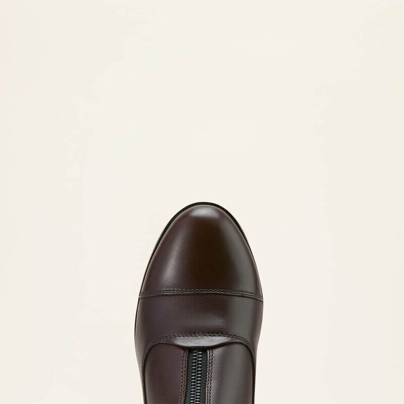 Top view of Ariat Womens Heritage Zip Paddock Boot Light Brown with visible stitching and zipper.