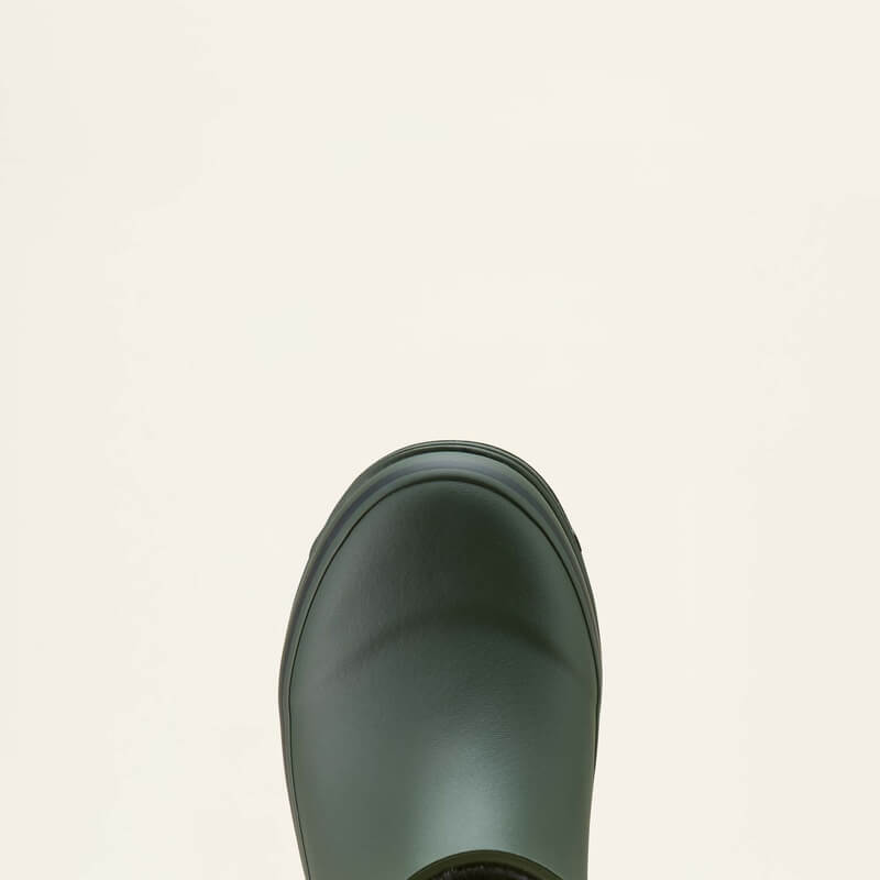 Top view of Ariat Kelmarsh Mid Dark Olive waterproof boot on an off-white background.