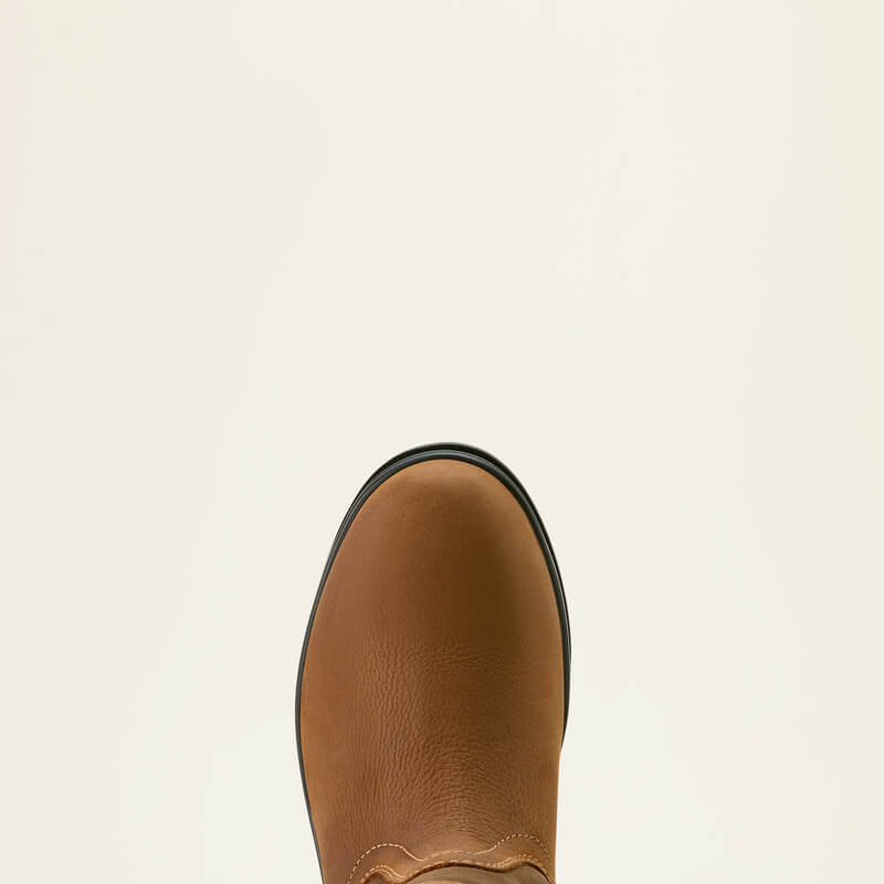 Top view of Ariat Womens Bampton H2O Waterproof Boot in Baked Brown on light background.