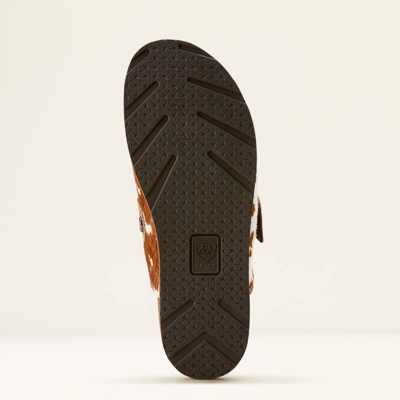 Ariat Womens Country Mule Cow Hair On’s treaded sole shown from below on a plain background.