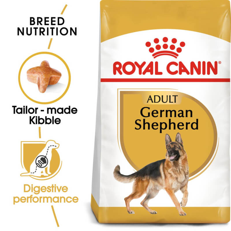 Royal Canin German Shepherd dog food supports adult dogs' digestion and joint health.