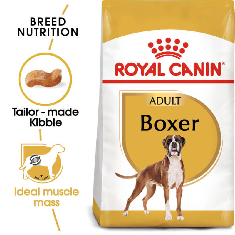 Royal Canin Boxer dog food with tailored kibble, perfect for athletic dogs’ nutrition.