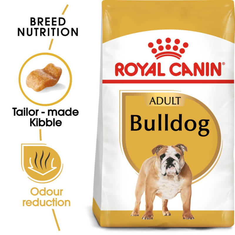 Royal Canin Bulldog adult dog food supports digestive health and joints.