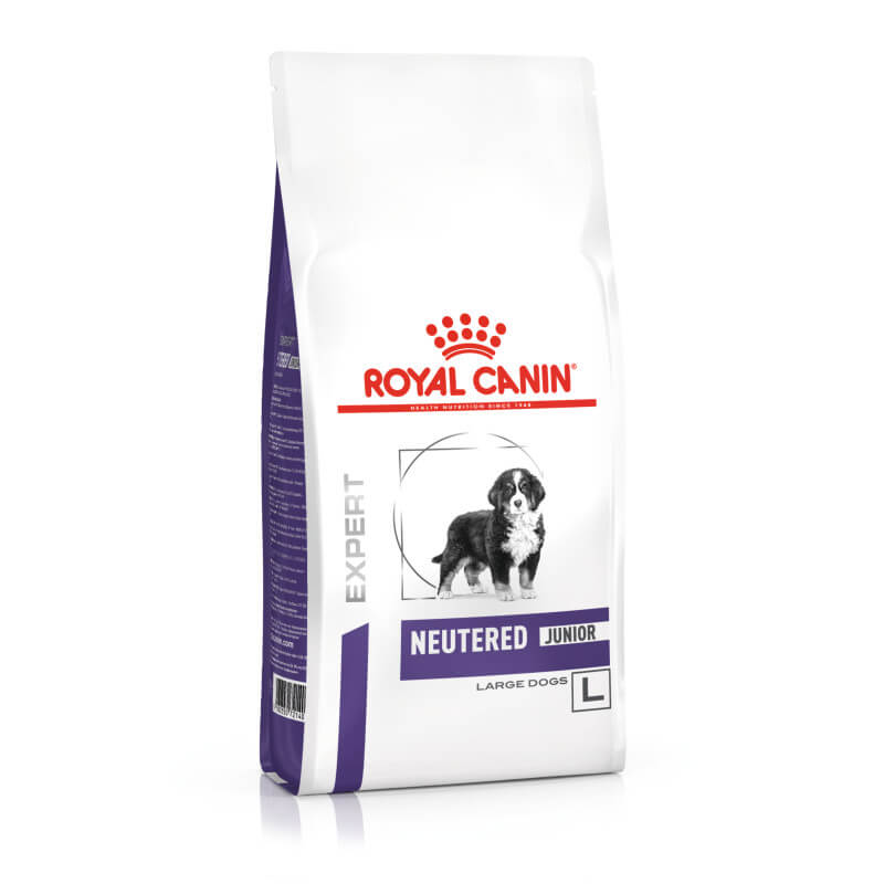 Royal Canin Veterinary Neutered Junior Dry Large Dog Food 12kg for large breed puppies.