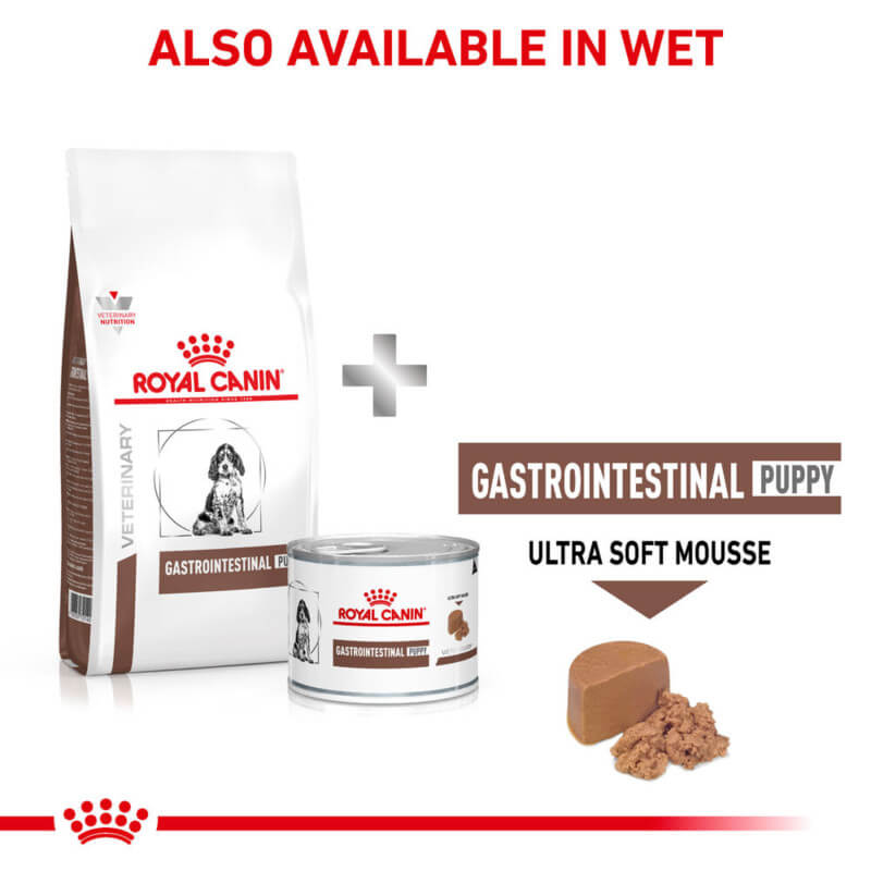 Royal Canin Veterinary Gastro Intestinal Puppy Dry Food for digestive health and sensitive stomachs.