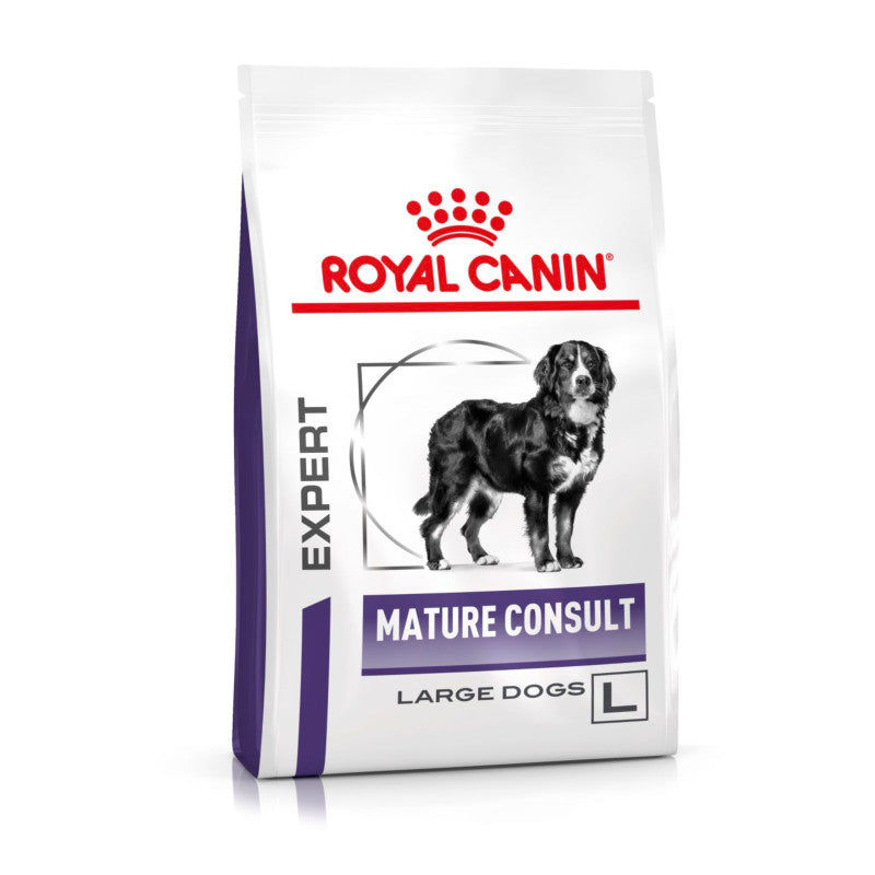 Royal Canin Veterinary Mature Consult Senior Dry Large Dog Food 14kg for large mature dogs.