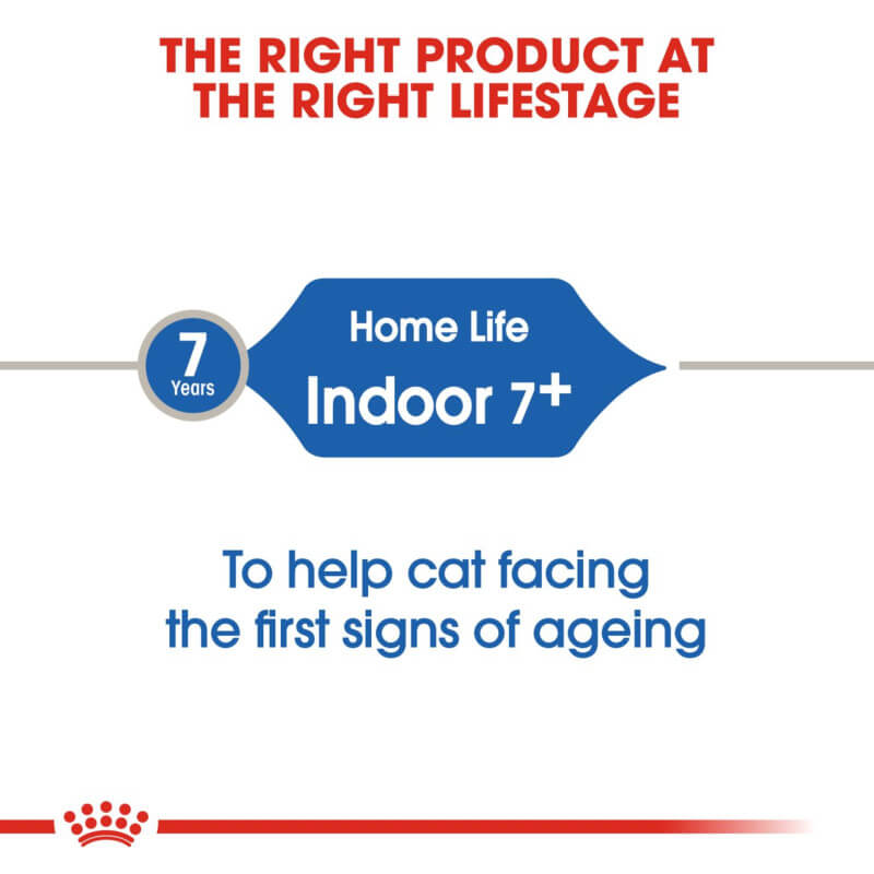 Royal Canin Indoor 7+ supports mature indoor cats' nutrition at the right life stage.