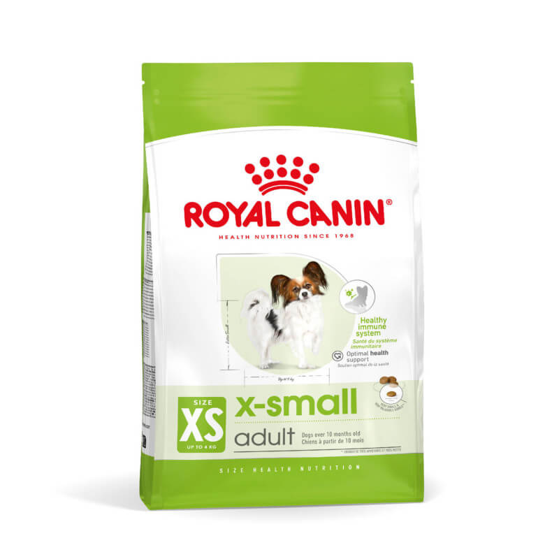 Royal Canin X-Small Adult 1.5kg dog food for extra-small adult dogs' nutrition.