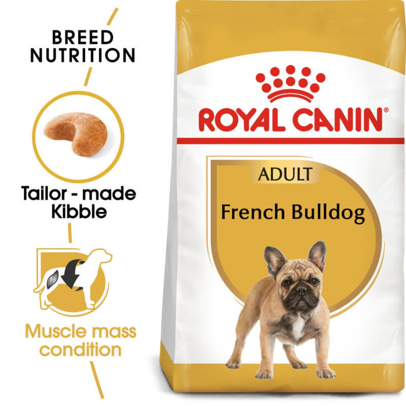 Royal Canin French Bulldog dog food for adults provides breed-specific nutrition in one bag.