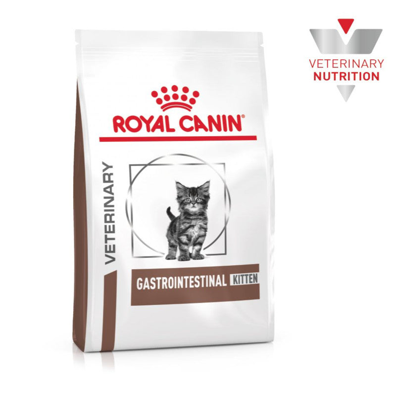 Royal Canin Veterinary Feline Gastrointestinal Kitten supports digestive health in kittens.