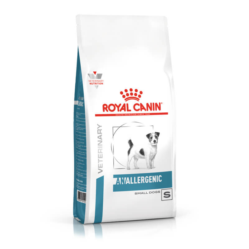 Royal Canin Veterinary Anallergenic Small Dog hypoallergenic food for small breeds.