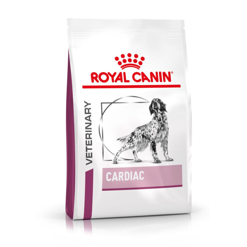 Royal Canin Veterinary Canine Cardiac dog food bag with a dog illustration on the front.