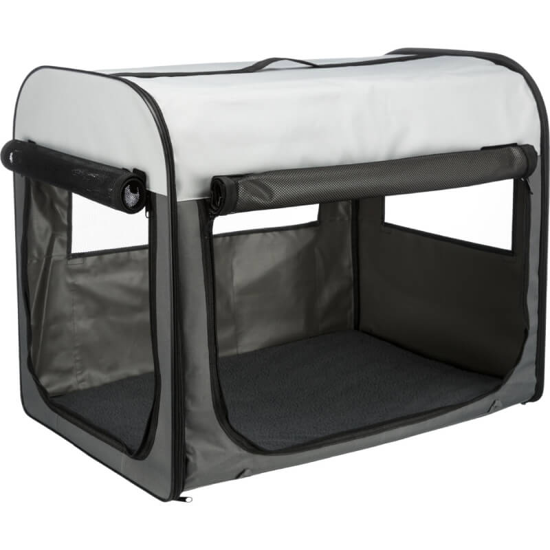 Trixie Basic Dog Crate Grey: Foldable, portable dog crate with mesh windows by Trixie.