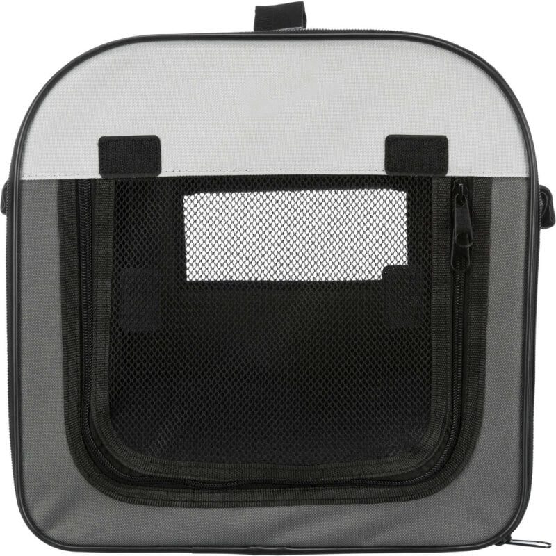 Trixie Basic Dog Crate Grey with mesh window and zippered front by Trixie.