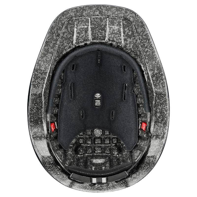 Top view of Uvex Kiddox Riding Hat Black Matt 3XS-S, showing inner padding and vents.