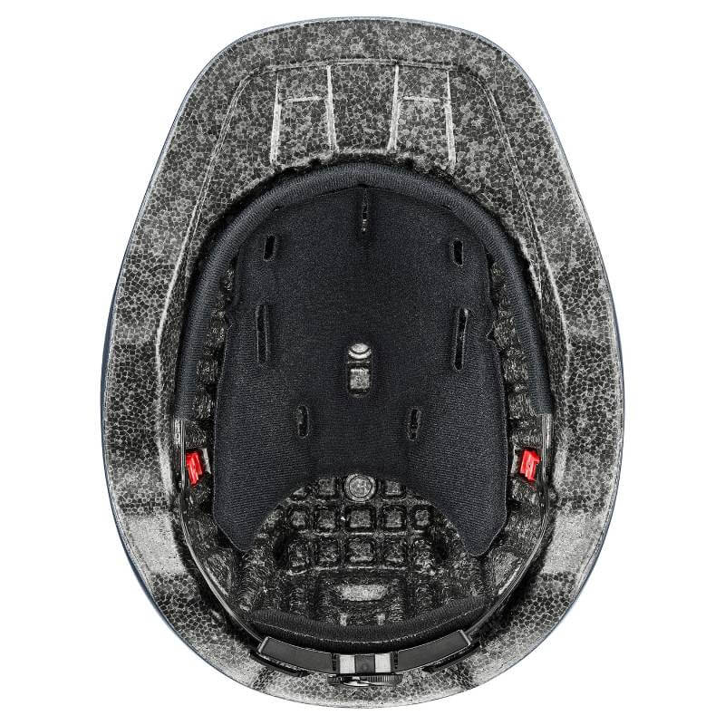 Top view of Uvex Kiddox Riding Hat Navy Matt 3XS-S, showing padding and protective lining.