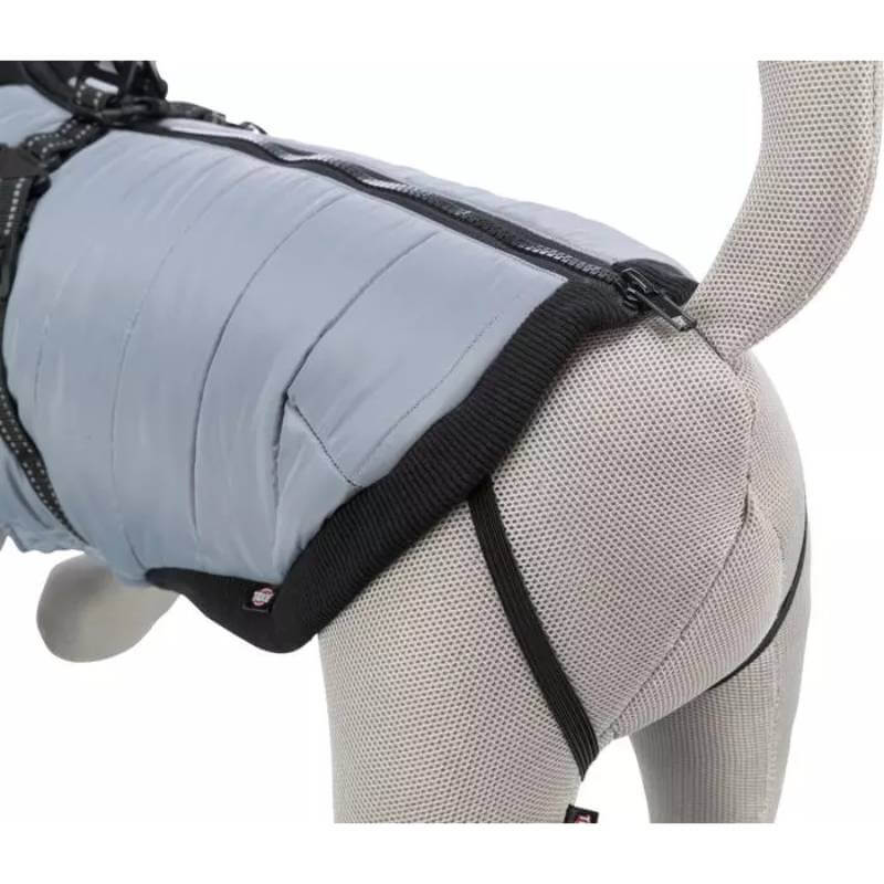 Close-up of a dog mannequin in a Trixie Pontis Coat with Harness Grey by Trixie.