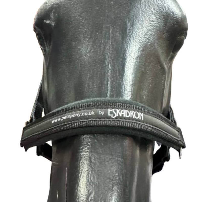 Horse in an Eskadron Basics PetnPony Headcollar with padded nose, poll and branded noseband.
