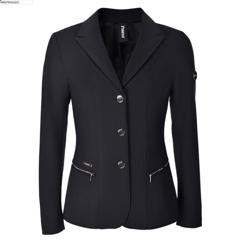 Pikeur Manila Show Jacket Black—three-button fitted style with zippered side pockets.