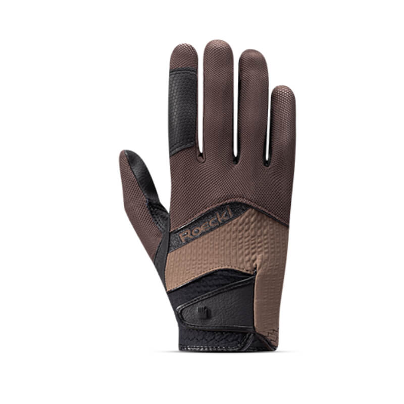 Roeckl Millero Gloves Dark Mocha, palm-down with textured grip.