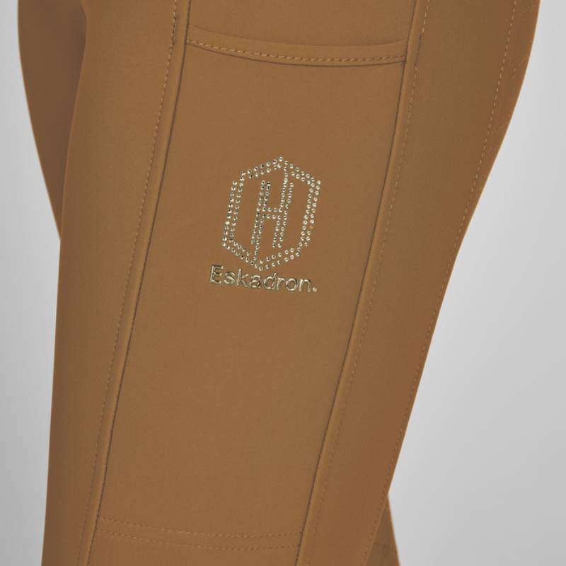 Close-up of Eskadron Heritage Pro Riding Tights Almond with white hexagon design.