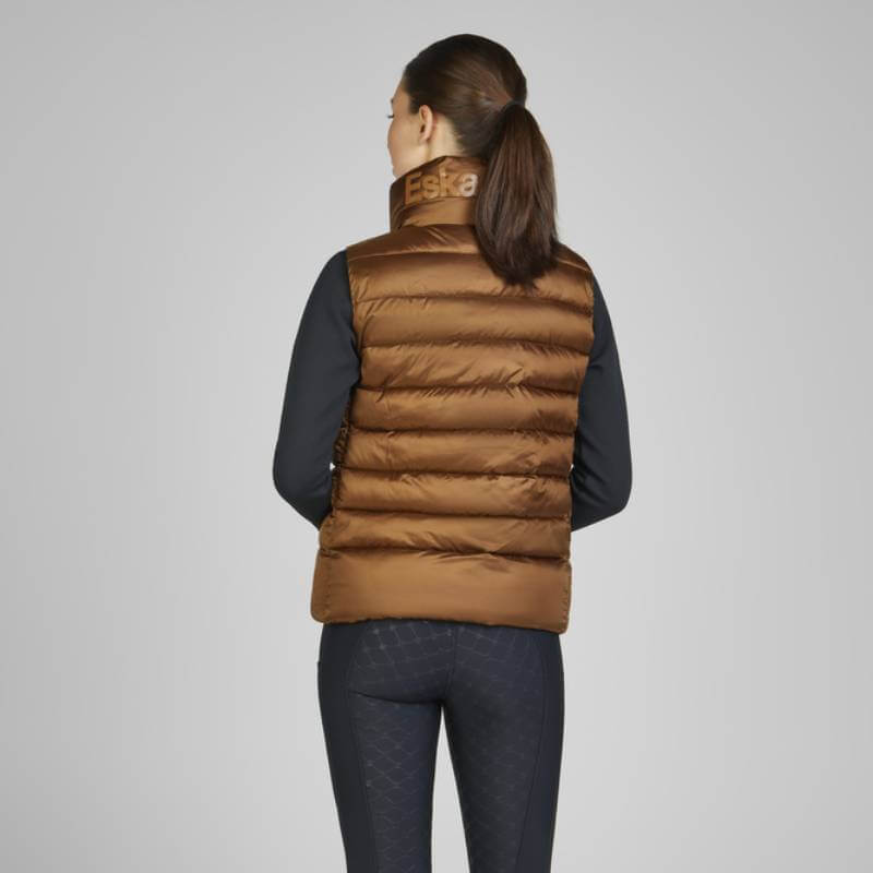 Eskadron Heritage Quilt Waistcoat Almond with front zipper and high collar on white background.