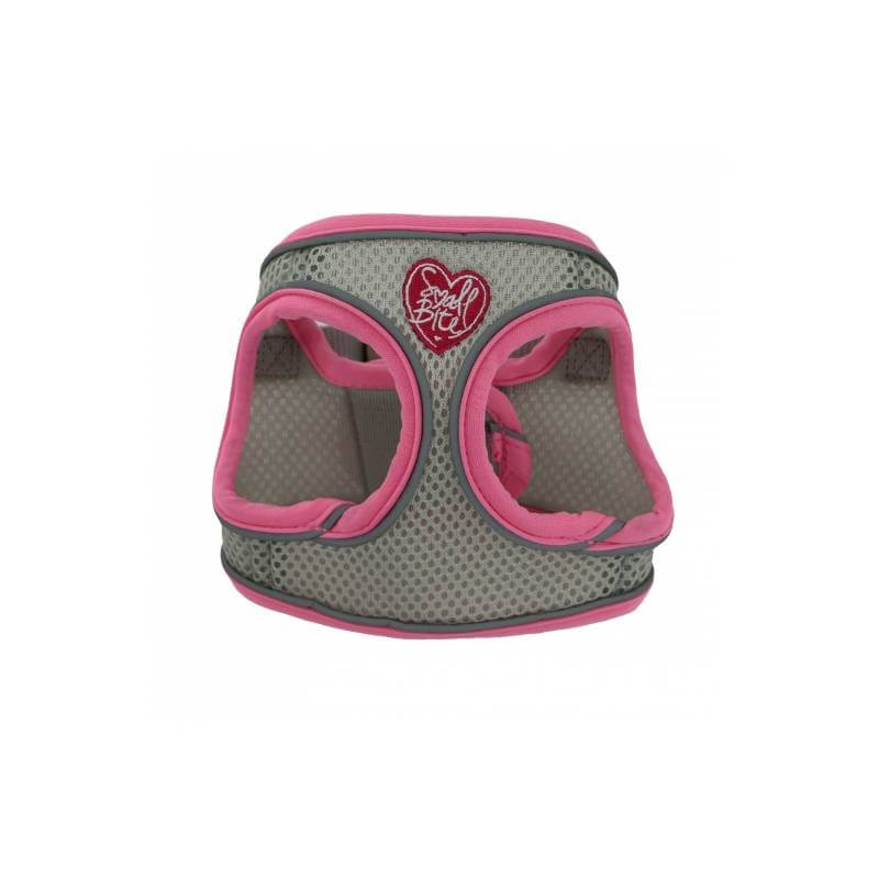 Ancol Small Bite Step-In-Harness Pink for small dogs with heart, Sweet Pet text, and reflective trim.