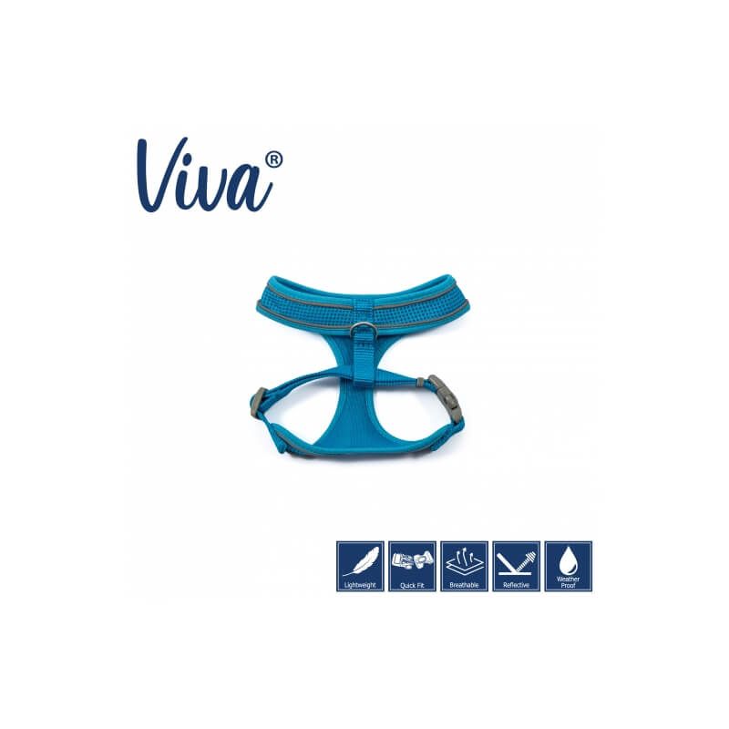 Ancol Viva Comfort Dog Harness Blue is lightweight, waterproof, and quick fit.