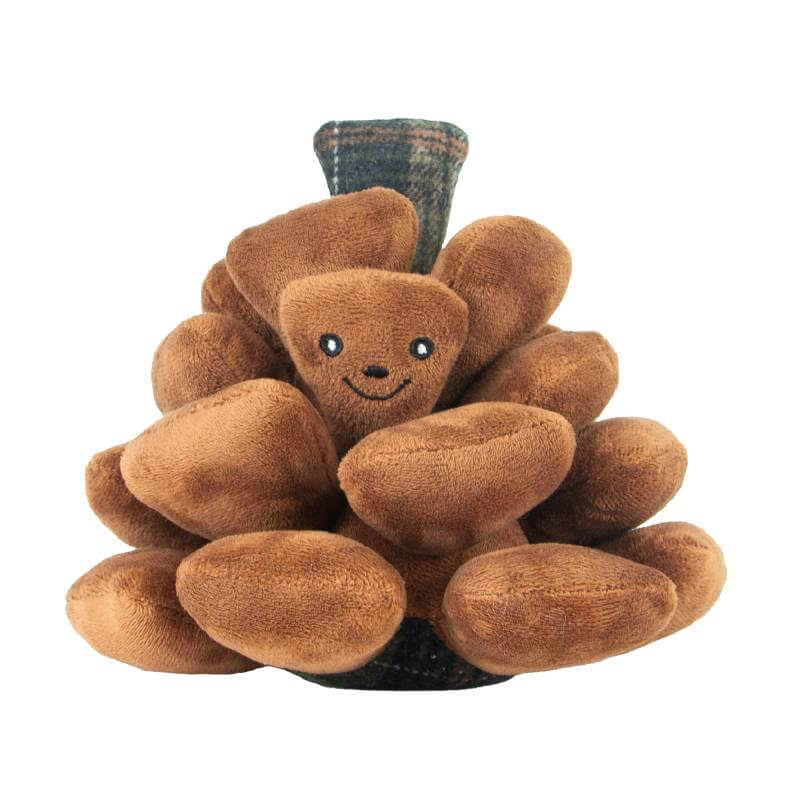 Ancol Heritage Peter Pine Cone: a soft, brown plush dog toy with a smiling pinecone design.