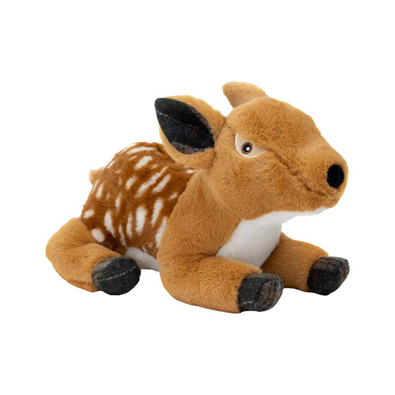 Ancol Heritage Delilah Deer: a soft deer-shaped dog toy with brown fur and white spots.