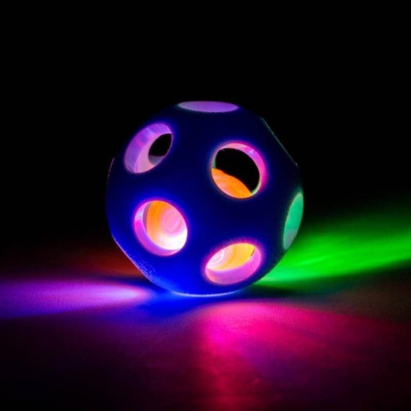 Ancol Small Bite Flashing Ball glows in the dark, ideal as a toy for small dogs.