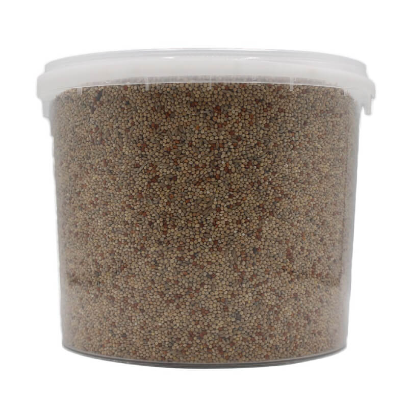 Extra Select Utility Budgie Seed Bucket 3Ltr—ideal for breeding birds, with a white lid.