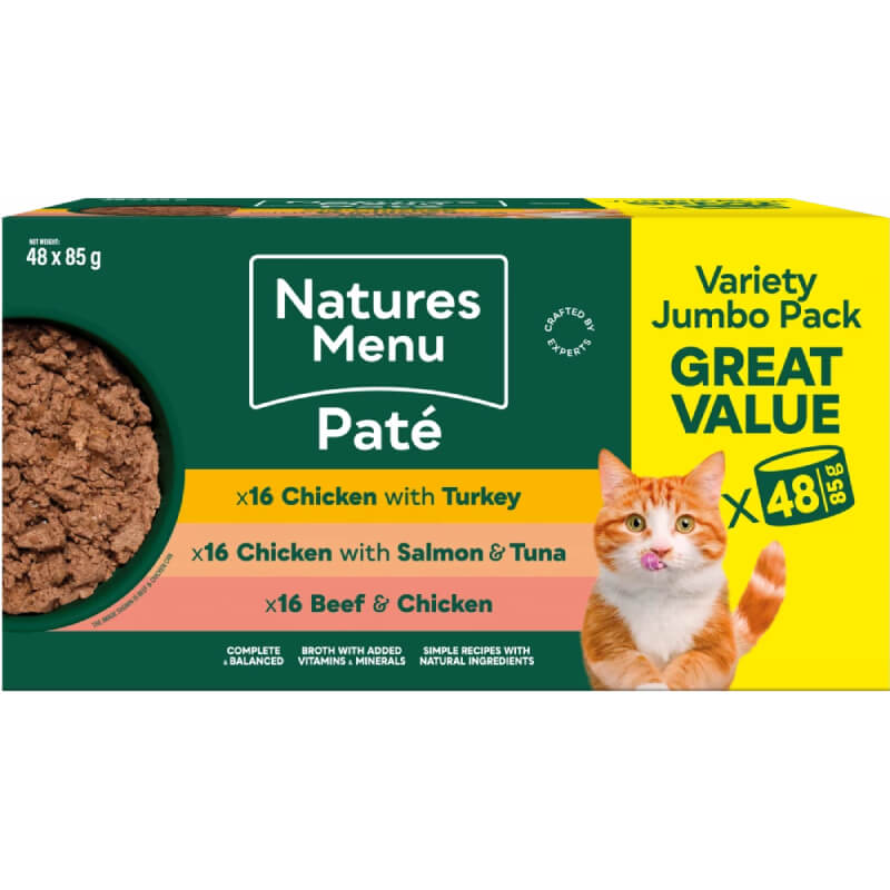 Natures Menu Especially for Cats Cans Multipack with chicken, turkey, salmon, tuna & beef.