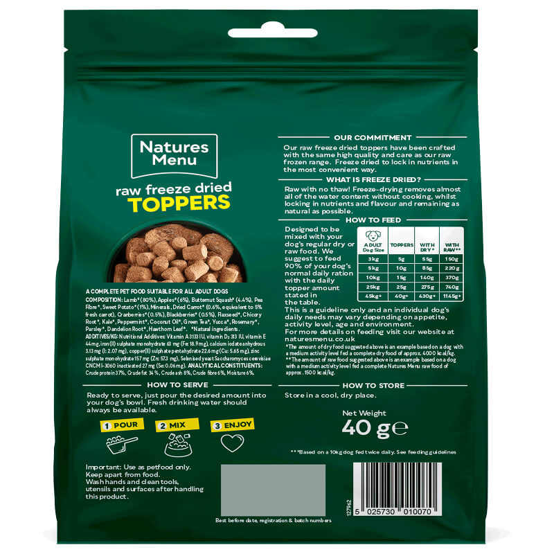 Natures Menu Freeze Dried Topper Lamb 40g-Pet n Pony-Natures Menu