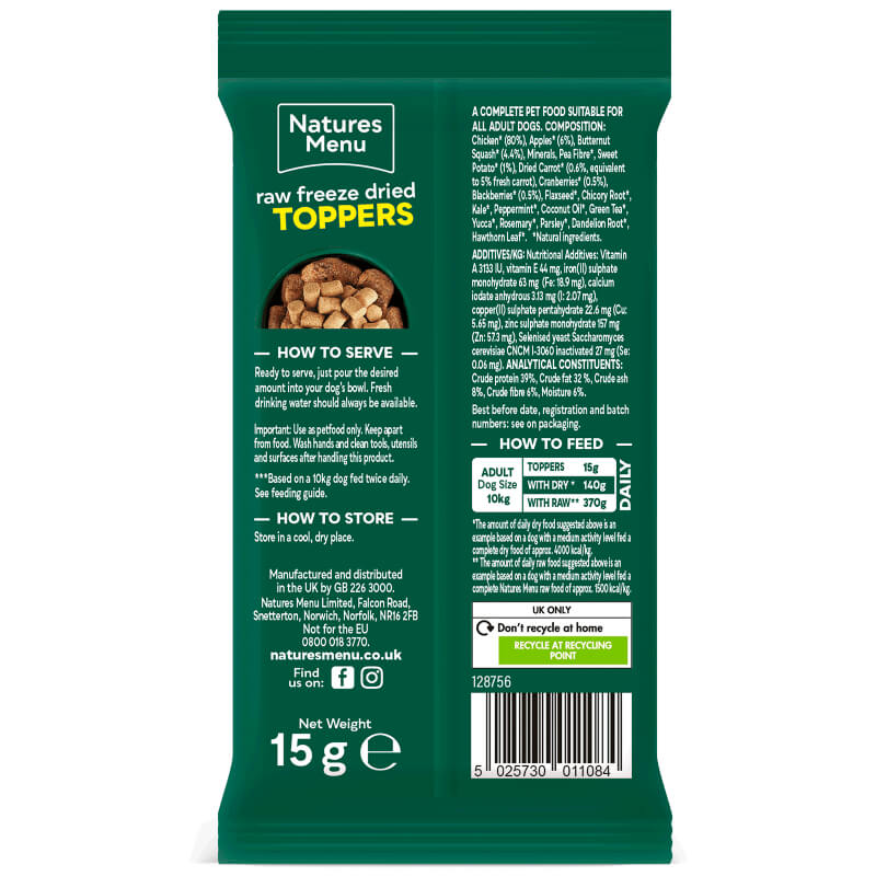 Natures Menu Freeze Dried Topper Chicken 15g-Pet n Pony-Natures Menu