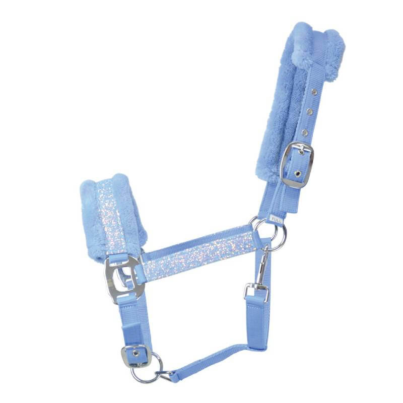 Hy Dazzle Headcollar by Hy: light blue with faux fur and star detail on the noseband.