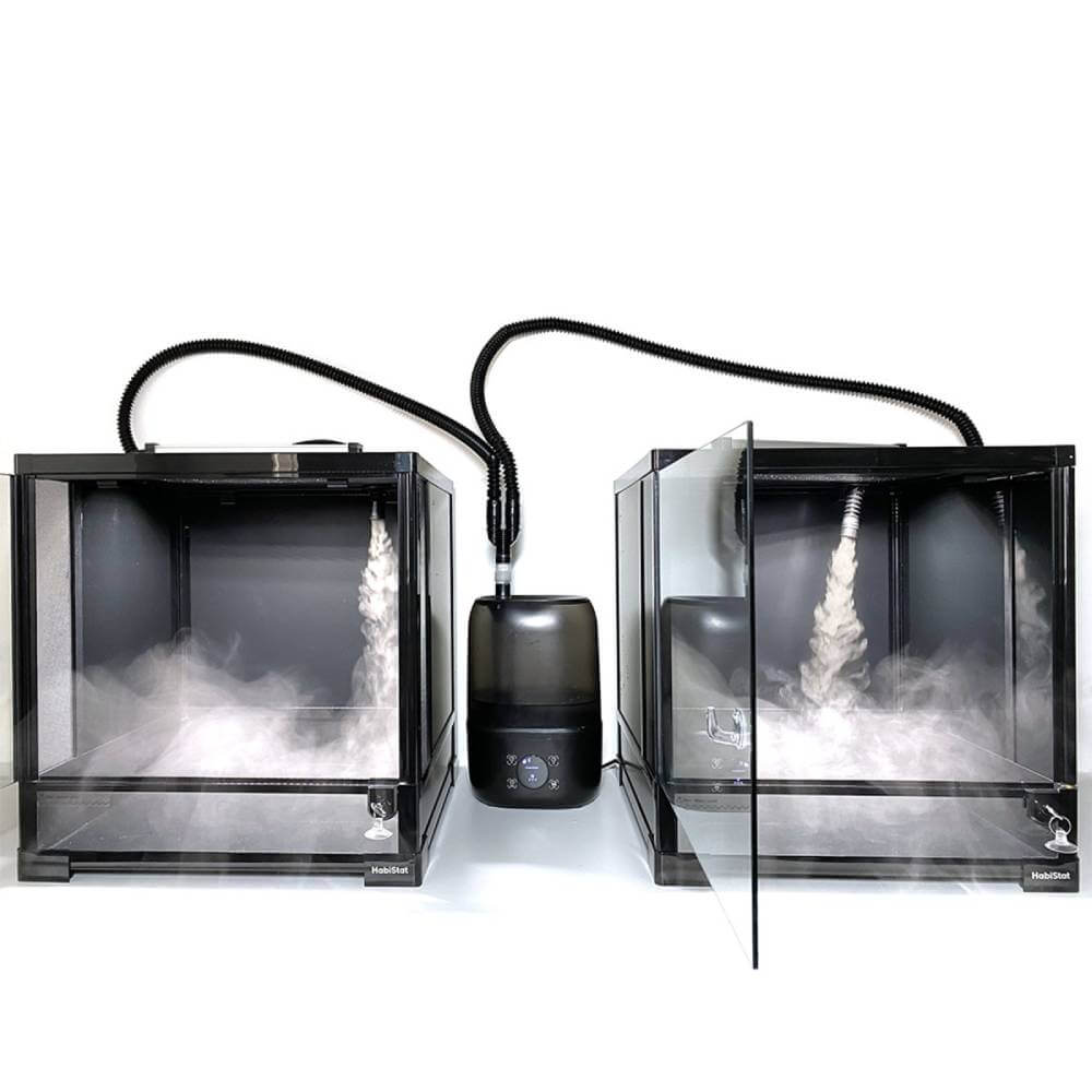HabiStat Dual Outlet by Habistat: black flexible hose with plastic connectors and suction cups.